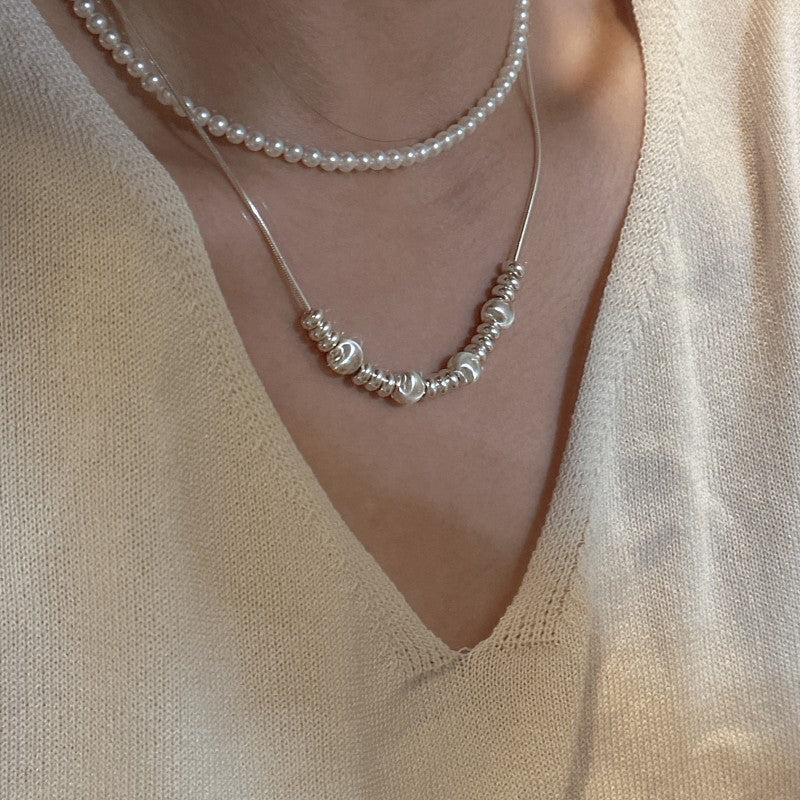 S925 Silver Starry Sky Multi-Wear Pull-Through Snake Chain Necklace Sweater Necklace