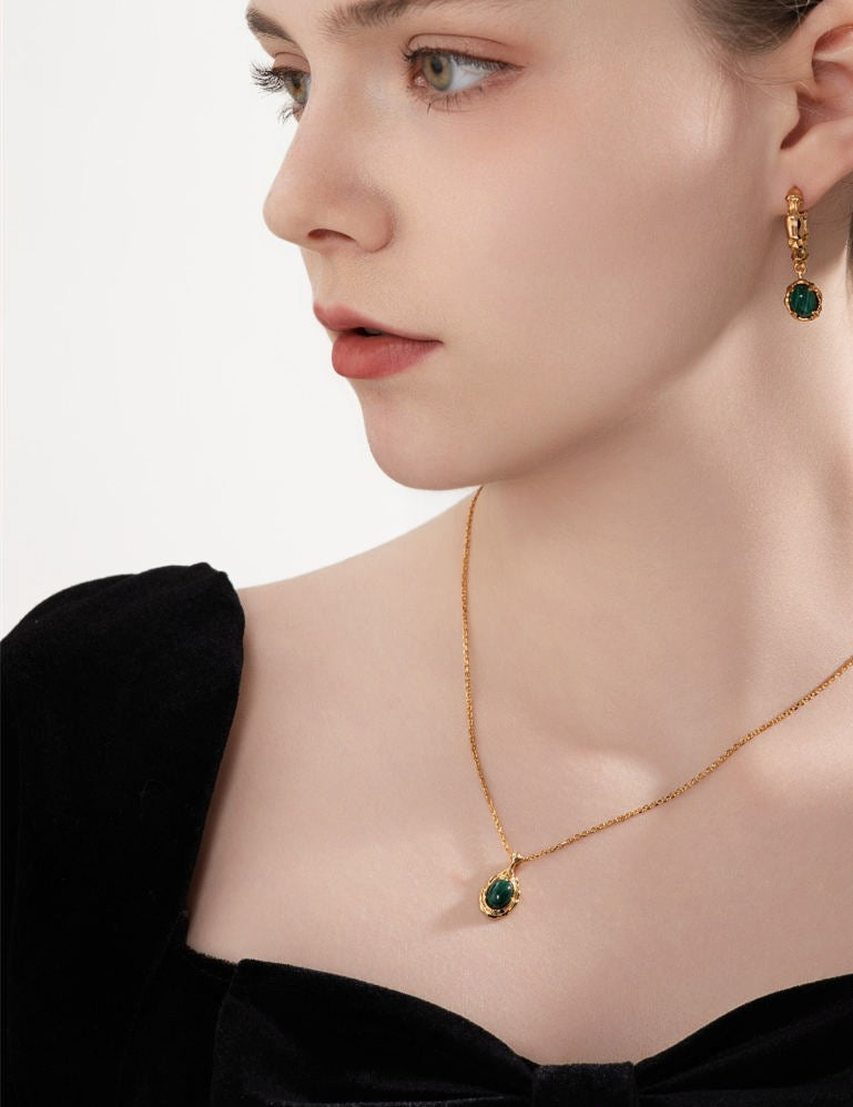Collier Princesse Rose Rose avec Pierres Précieuses et Zircon Goutte d'Eau
