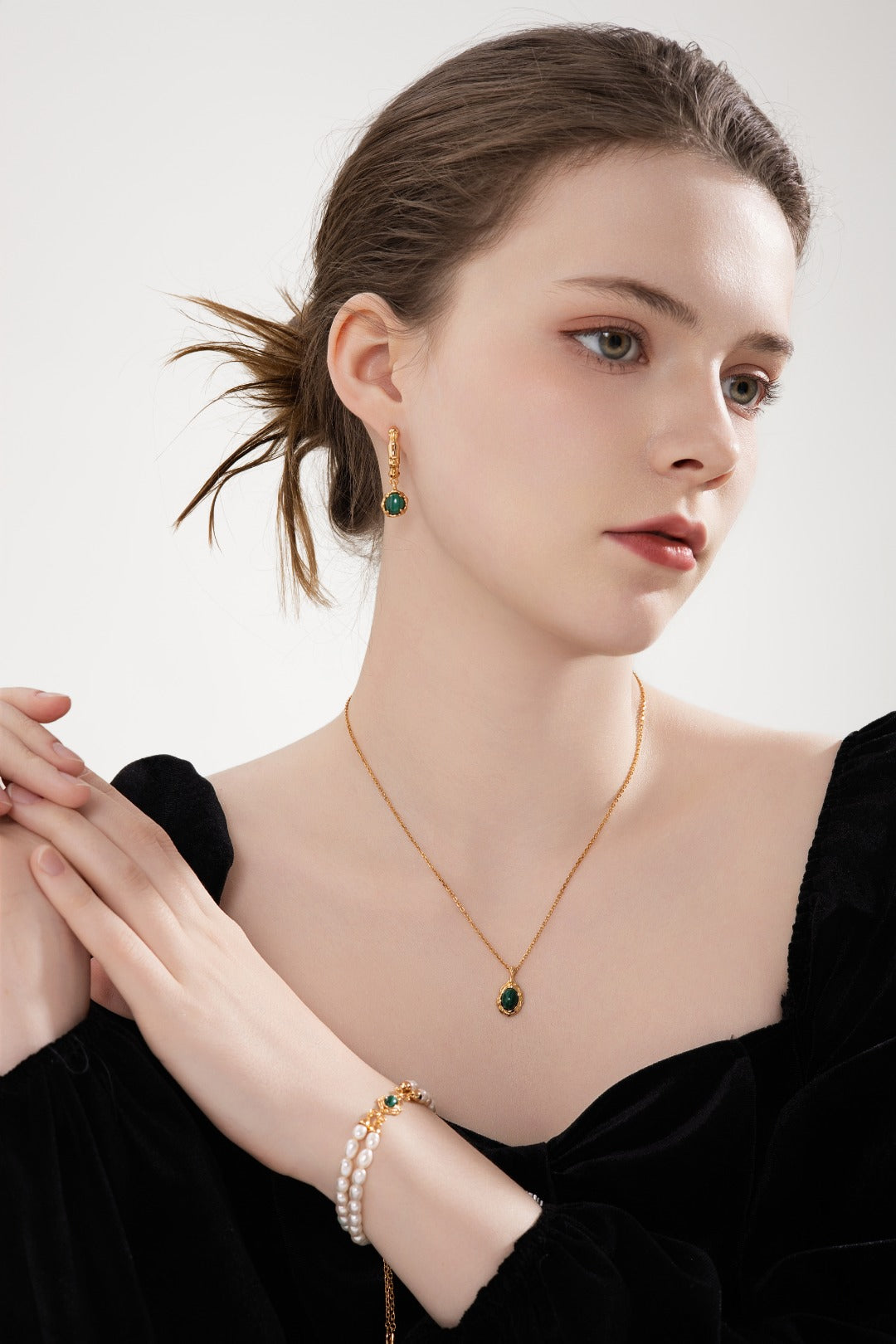 Collier Princesse Rose Rose avec Pierres Précieuses et Zircon Goutte d'Eau