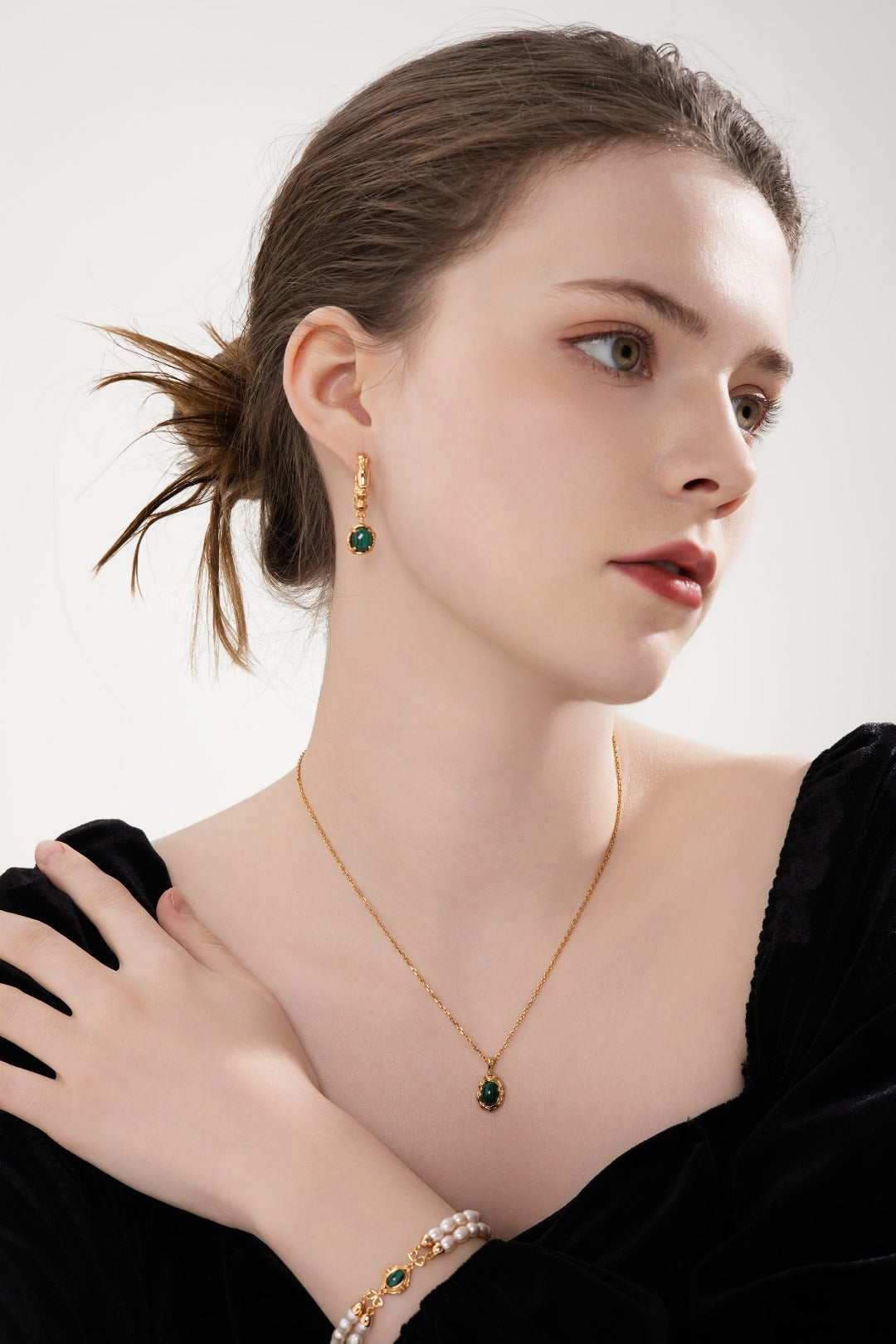 Collier Princesse Rose Rose avec Pierres Précieuses et Zircon Goutte d'Eau