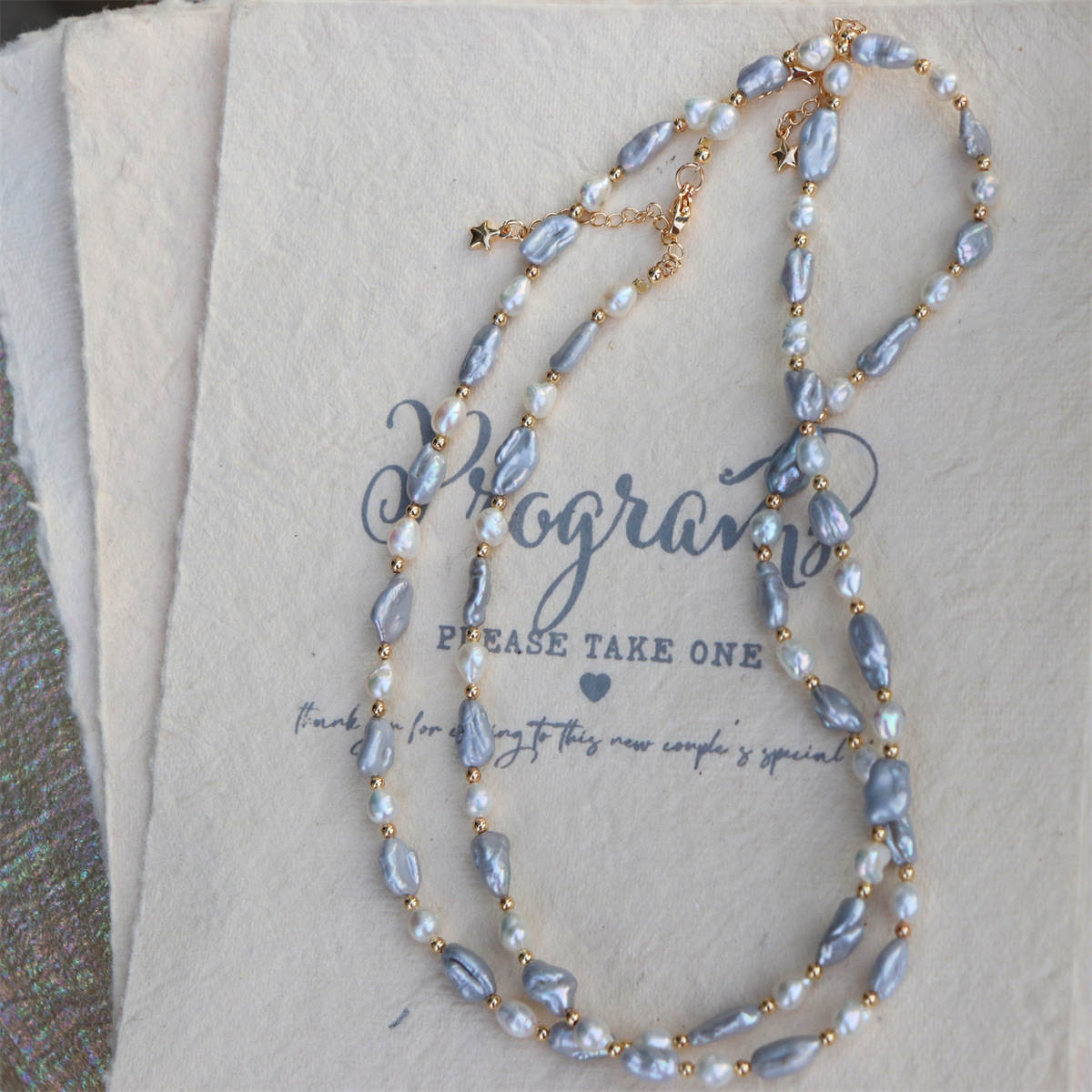 Gray / Purple Keshi Baroque Pearl Necklace for Women/Gift