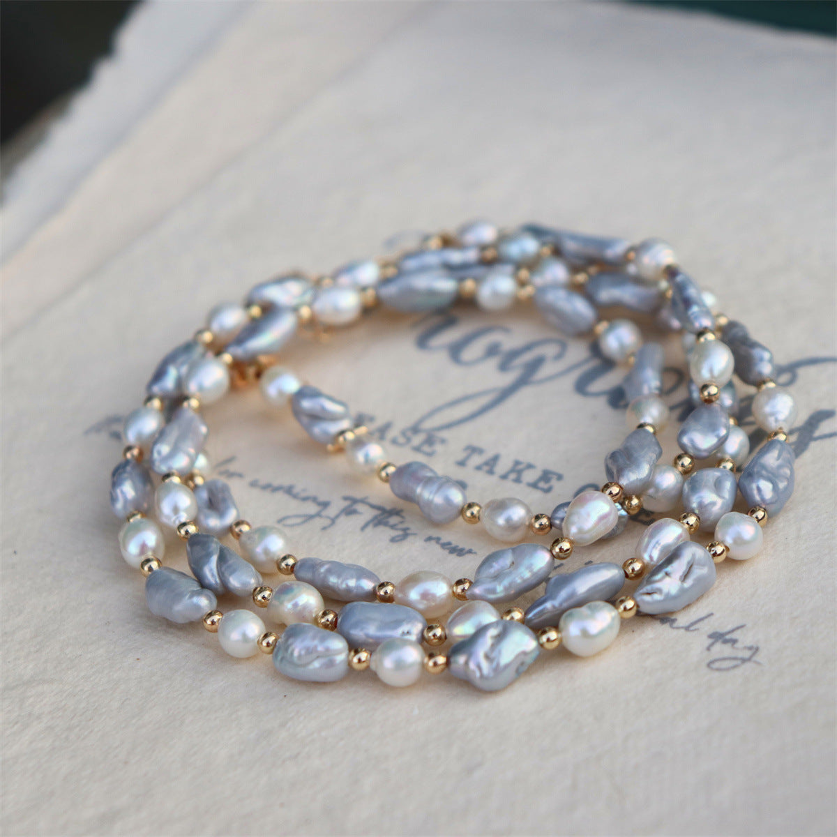 Gray / Purple Keshi Baroque Pearl Necklace for Women/Gift