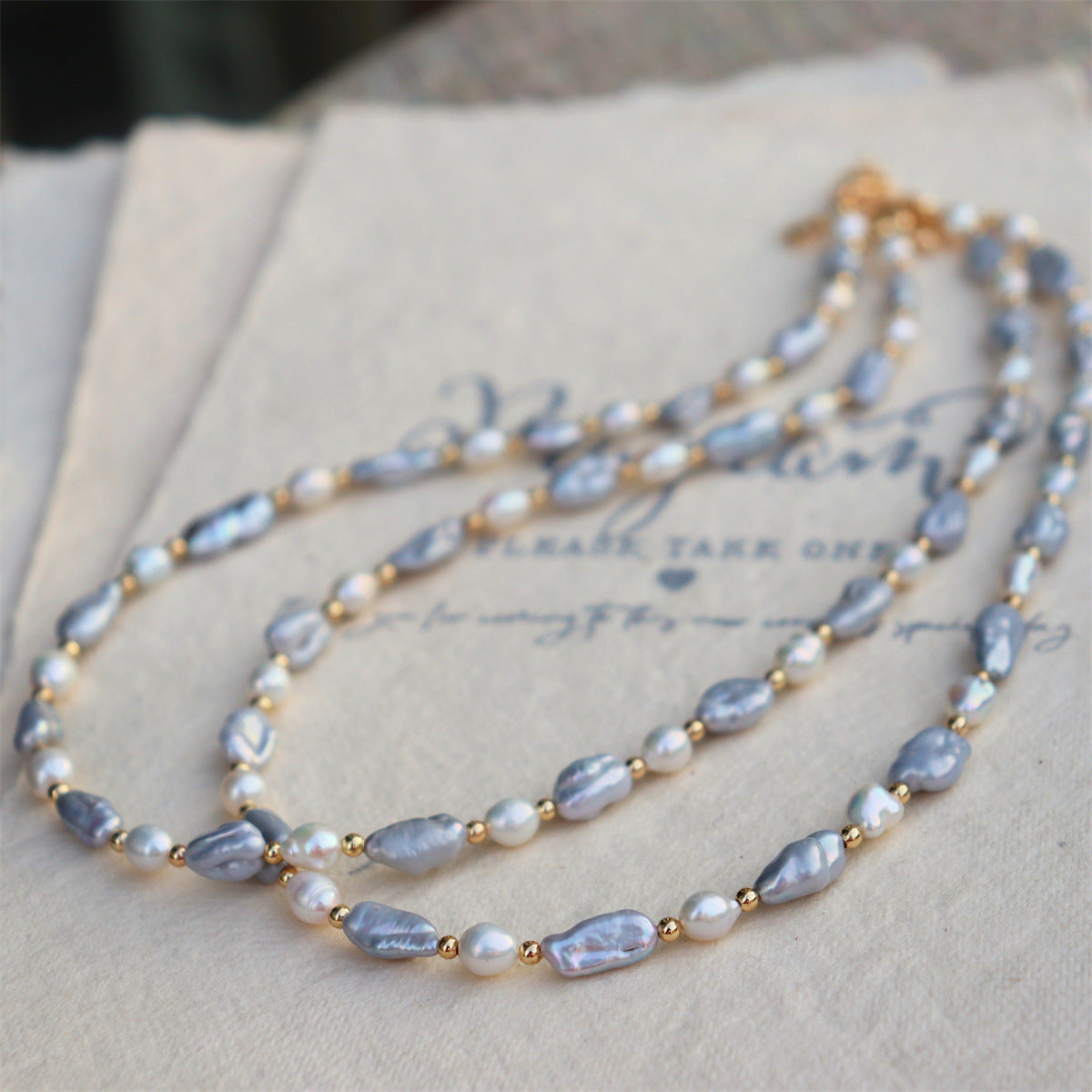 Gray / Purple Keshi Baroque Pearl Necklace for Women/Gift