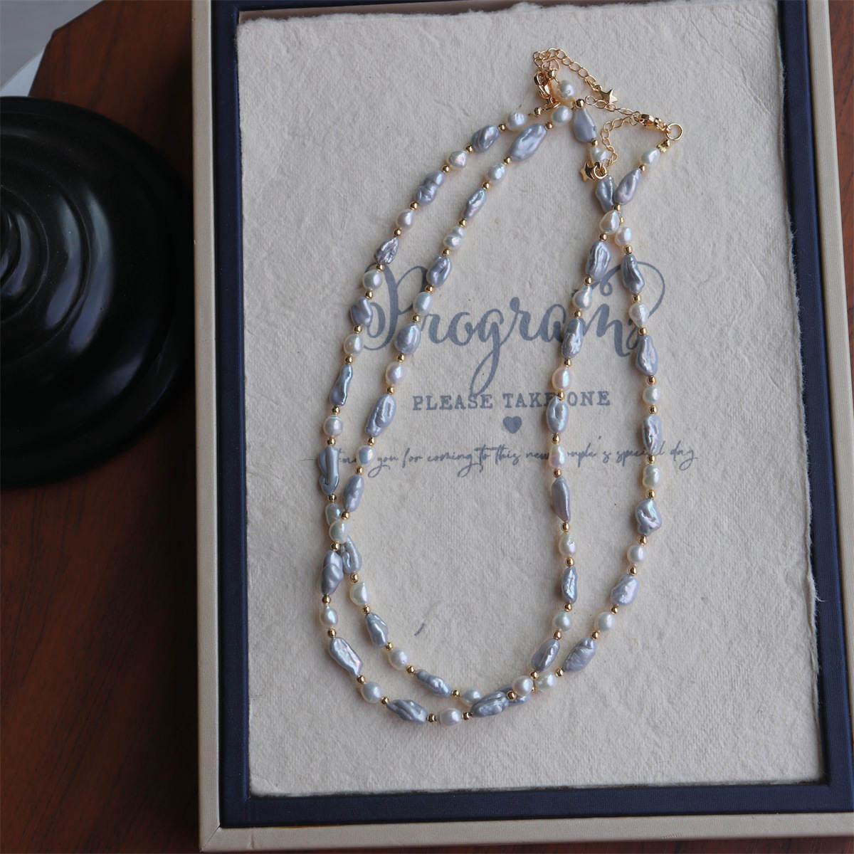 Gray / Purple Keshi Baroque Pearl Necklace for Women/Gift