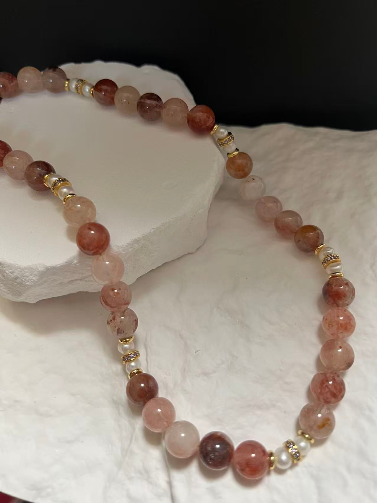 Freshwater Pearl & Pink Crystal Necklace