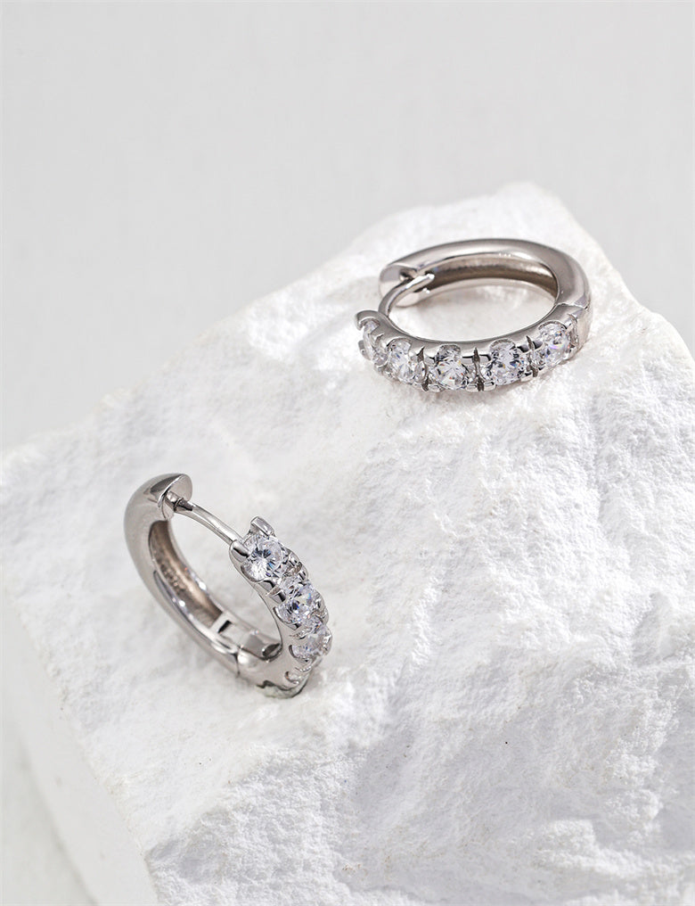 S925 Sterling Silver Minimalist Zircon Earrings