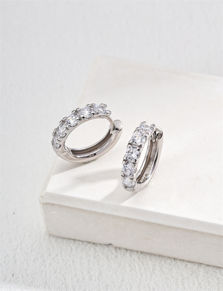 S925 Sterling Silver Minimalist Zircon Earrings