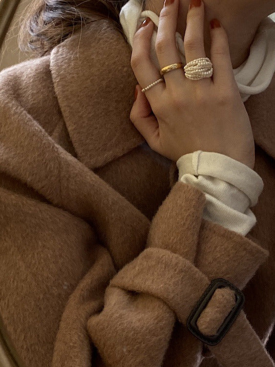 Handmade Multi-Layer Freshwater Pearl Ring with Gold Plating