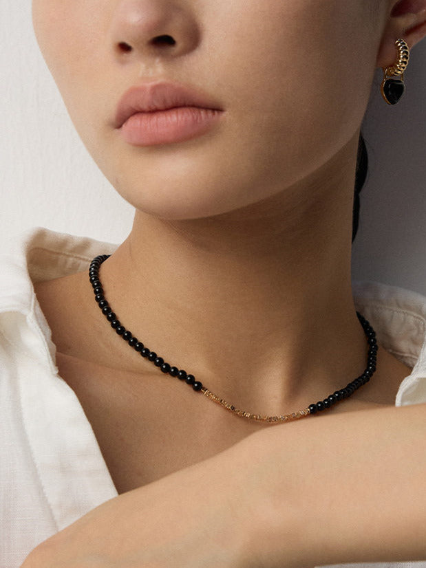 Minimalist Black Onyx Necklace – 925 Sterling Silver
