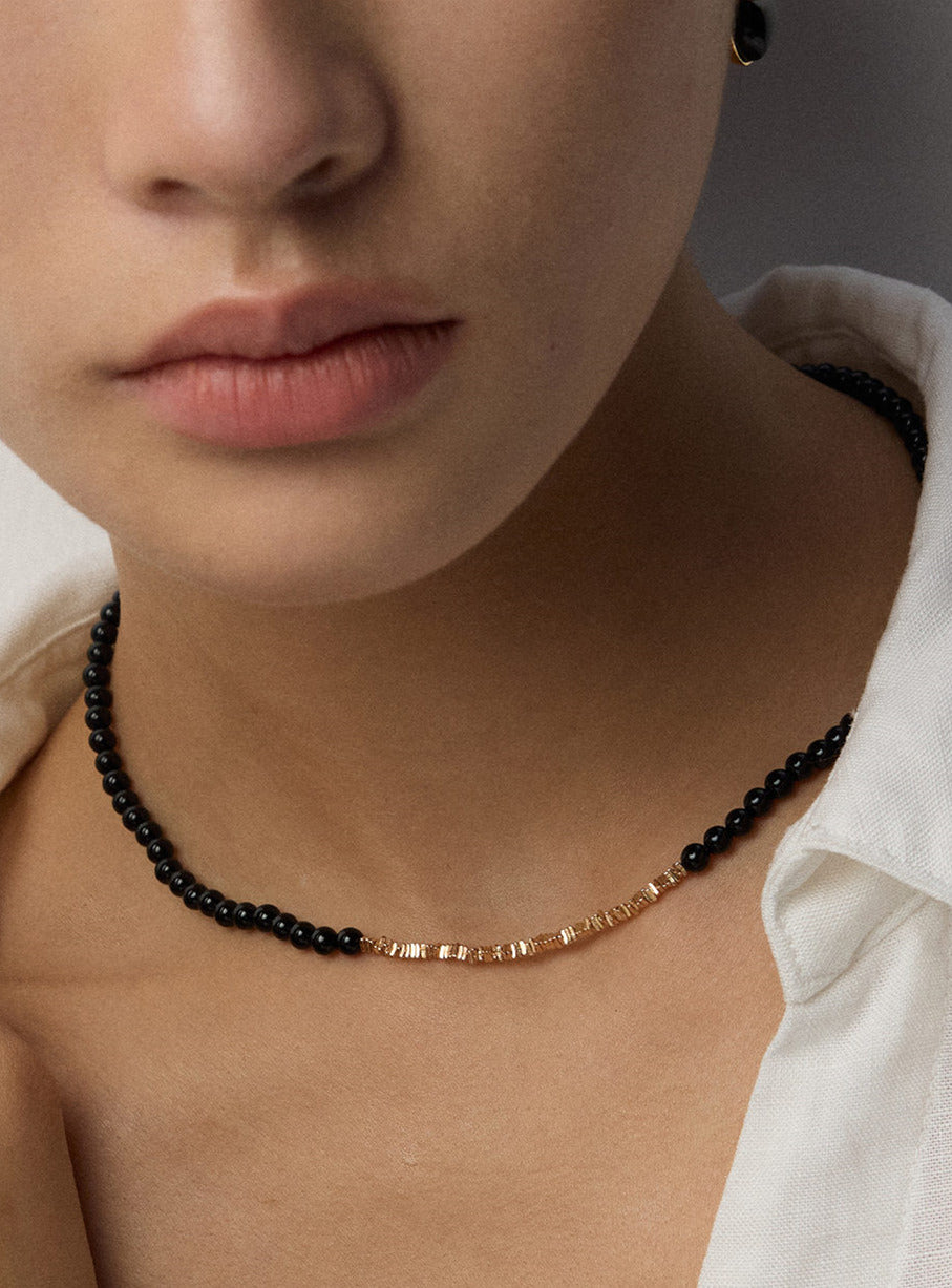 Minimalist Black Onyx Necklace – 925 Sterling Silver
