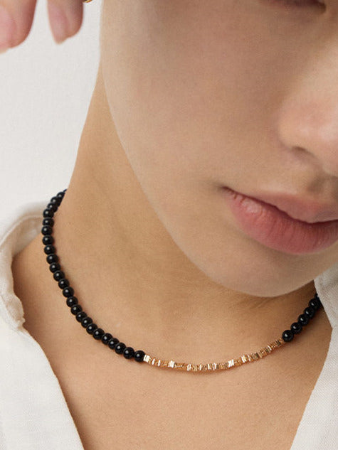 Minimalist Black Onyx Necklace – 925 Sterling Silver