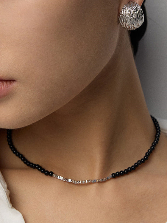 Minimalist Black Onyx Necklace – 925 Sterling Silver