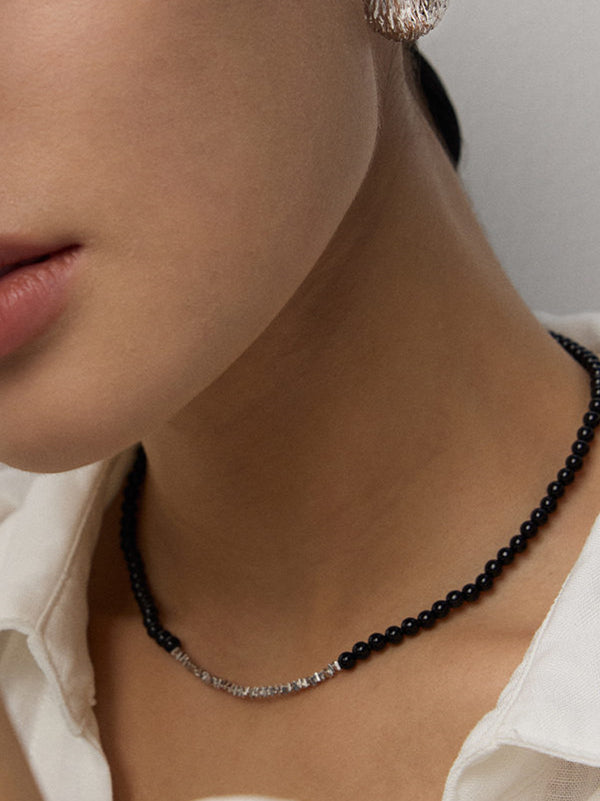 Minimalist Black Onyx Necklace – 925 Sterling Silver