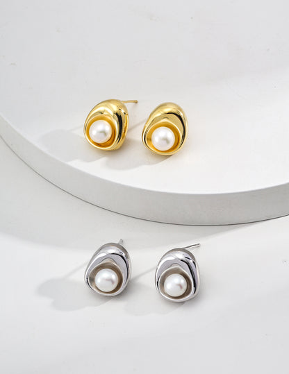 Silber/Gold Perlen-Ohrstecker mit Charms