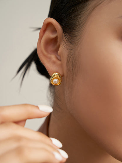 Silber/Gold Perlen-Ohrstecker mit Charms