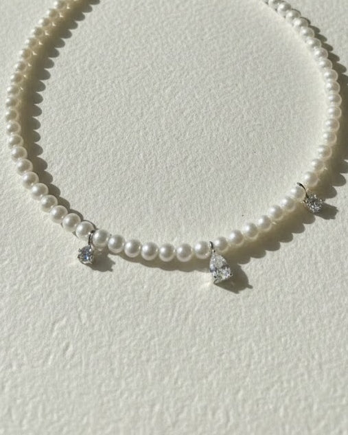 Pearl Necklace with Cubic Zirconia