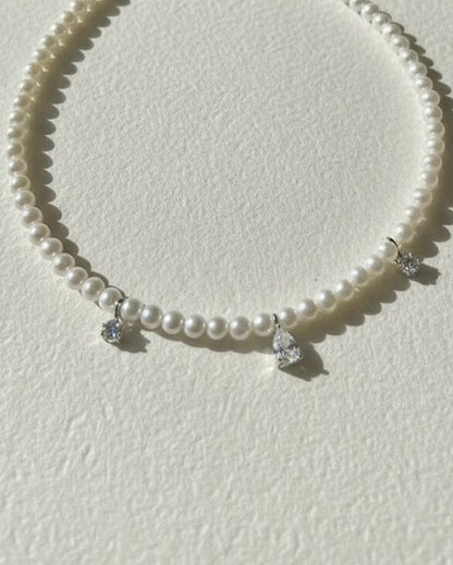 Pearl Necklace with Cubic Zirconia