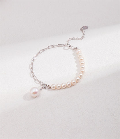S925 Silber Unregelmäßiges Barockperlenarmband