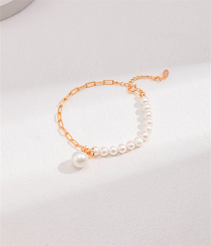 S925 Silber Unregelmäßiges Barockperlenarmband