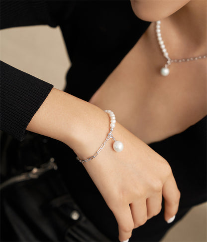S925 Silber Unregelmäßiges Barockperlenarmband