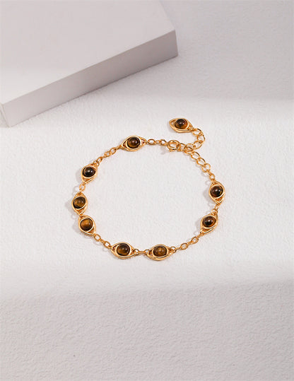 S925 Silber Tigerauge / Lapislazuli Armband
