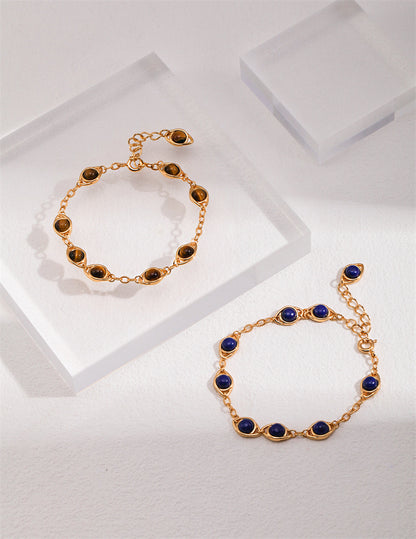 S925 Silber Tigerauge / Lapislazuli Armband