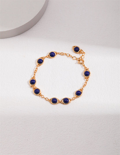 S925 Silber Tigerauge / Lapislazuli Armband