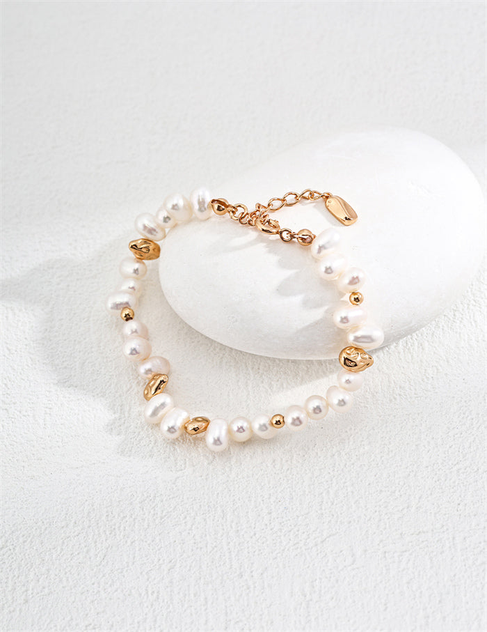 S925 Silber Natur Reis Perlen Cluster Armband
