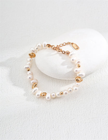 S925 Silber Natur Reis Perlen Cluster Armband