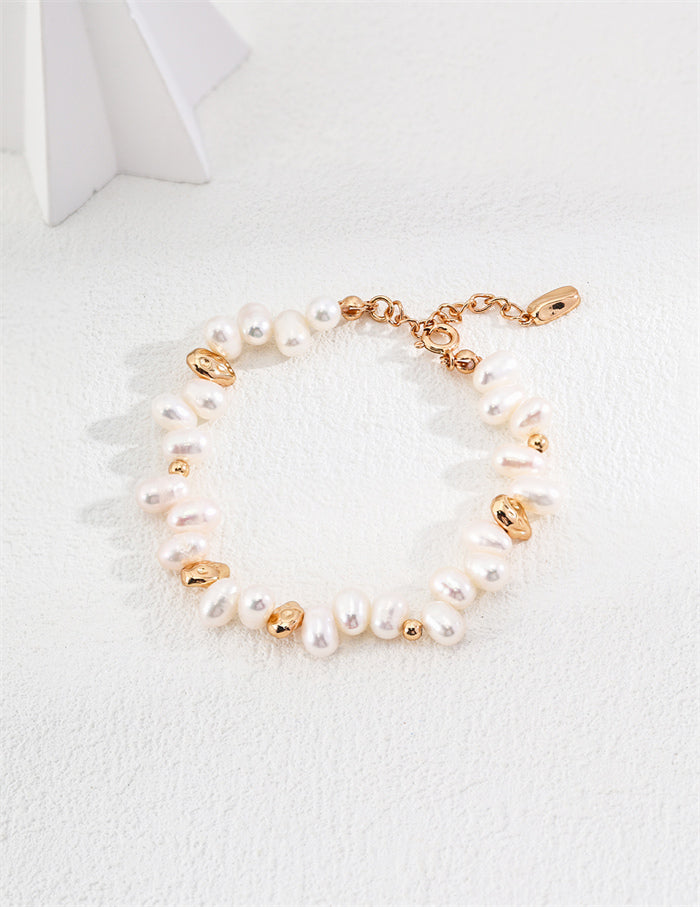 S925 Silber Natur Reis Perlen Cluster Armband