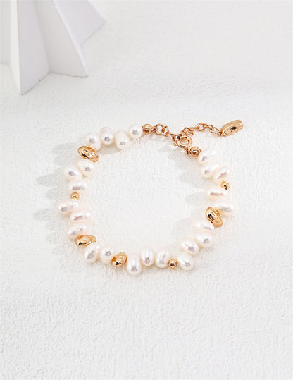 S925 Silber Natur Reis Perlen Cluster Armband