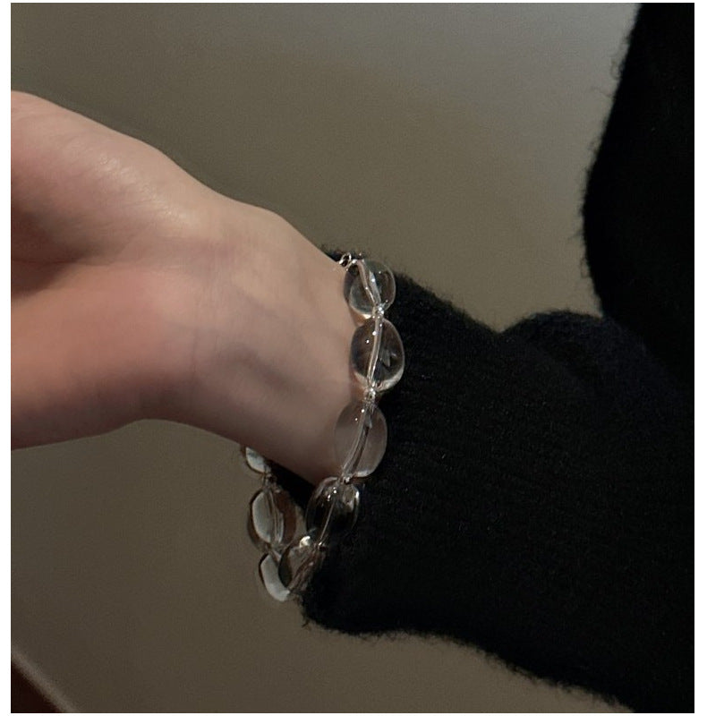 S925 Sterling Silver Oval Transparent Crystal Bracelet