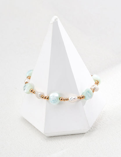 Minimalist Irregular Shell Pearl Bracelet – S925