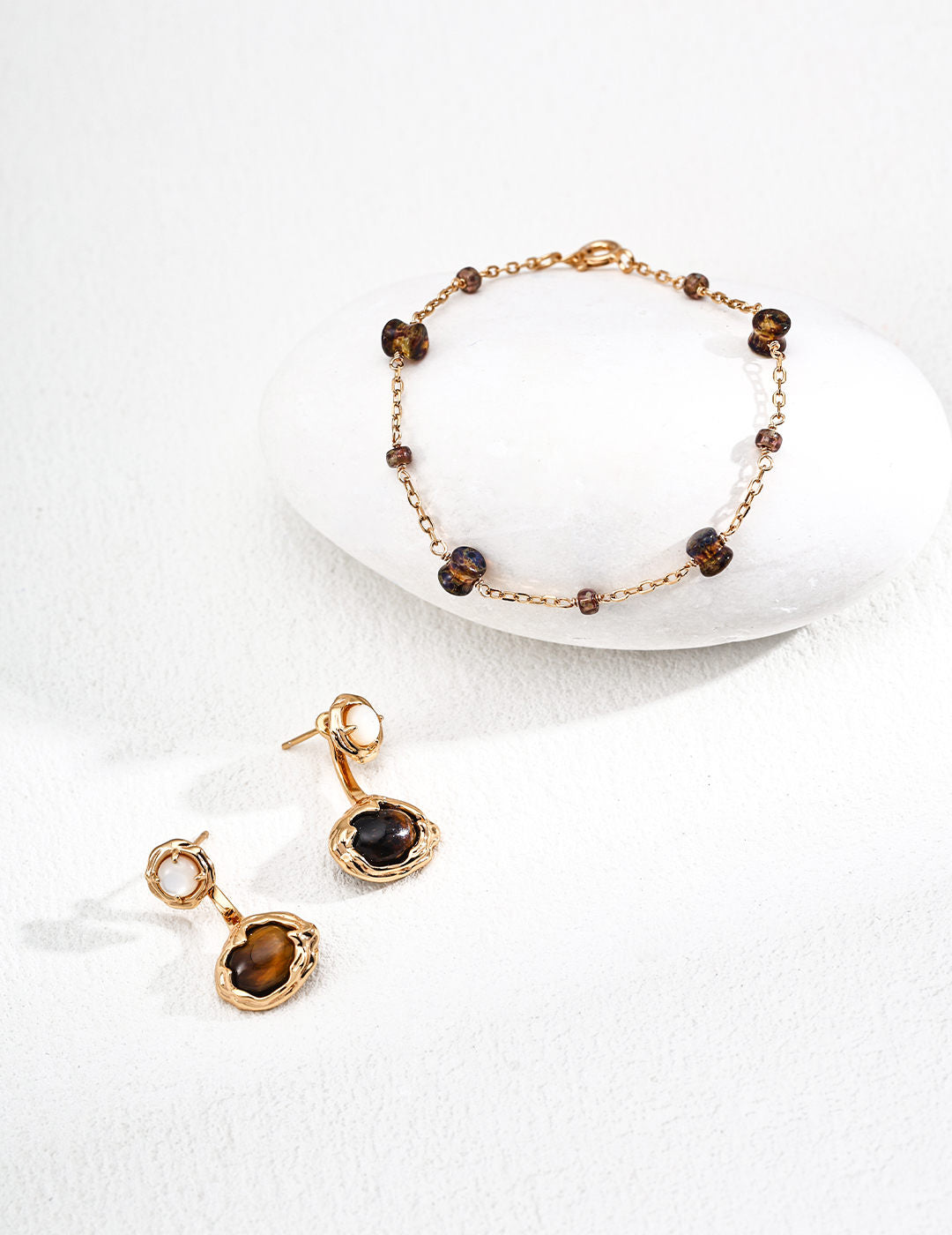 Minimalist Brown Glass Bead S925 Bracelet for Birthday Gift
