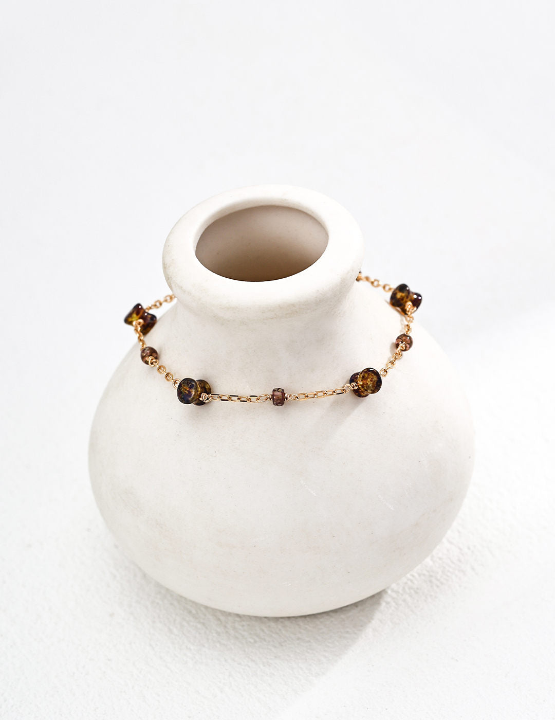 Minimalist Brown Glass Bead S925 Bracelet for Birthday Gift