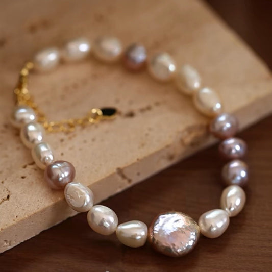 Lavender & White Baroque Pearl Bracelet for Gift/Dailywear