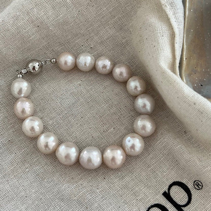 Natural Edison Freshwater Textured Baroque Pearl Bracelet in 925 Sterling Silver