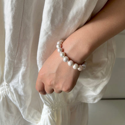 Natural Edison Freshwater Textured Baroque Pearl Bracelet in 925 Sterling Silver