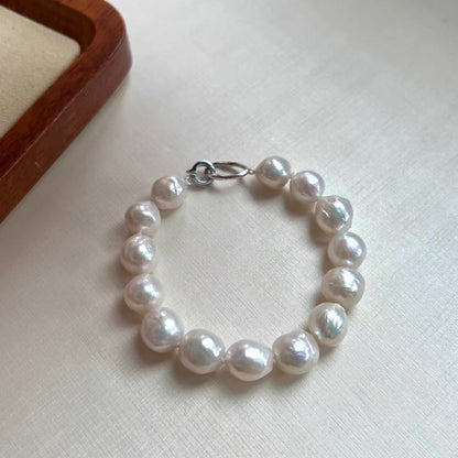 Natural 10mm Edison Textured Freshwater Pearl Bracelet – High Luster Baroque Pearl