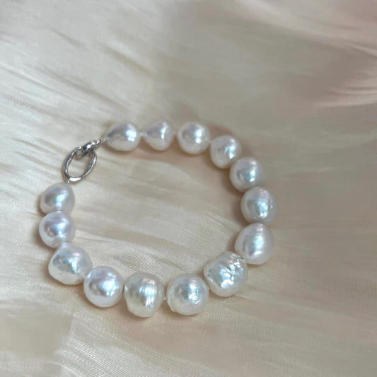 Natural 10mm Edison Textured Freshwater Pearl Bracelet – High Luster Baroque Pearl