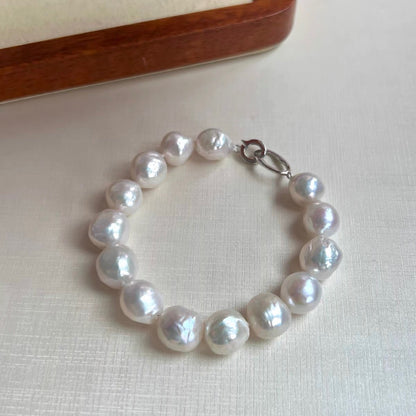 Natural 10mm Edison Textured Freshwater Pearl Bracelet – High Luster Baroque Pearl
