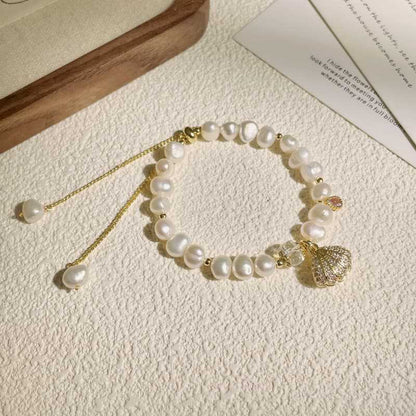 Baroque Freshwater Pearl & Shell Adjustable Bracelet