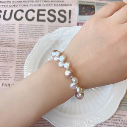 Natural Baroque Keshi Pearl Flower Bracelet | Pink Purple Freshwater Pearls