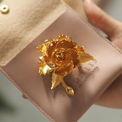 Gold rose brooch