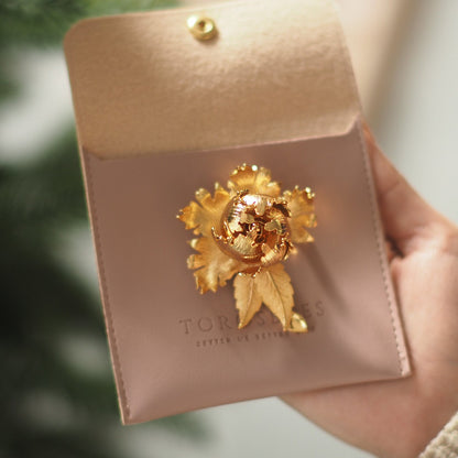 Vintage Gold Flower Brooch – Mechanical Opening Design, Electroplated Finish