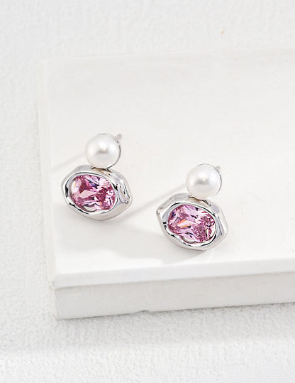 Pearl Sparkly Zircon Earrings
