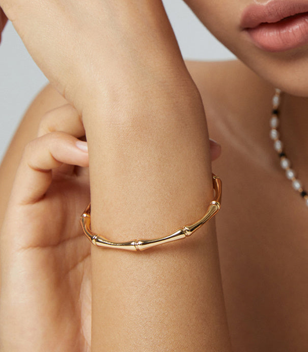 Elegantes Gold/Silber Bambus Armband/Armreif