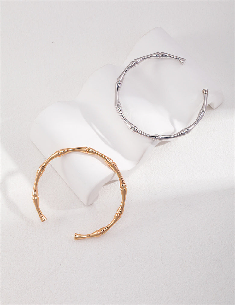 Elegantes Gold/Silber Bambus Armband/Armreif