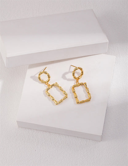 Bold Statement Rectangle & Circle Drop Earrings