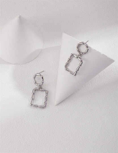 Bold Statement Rectangle & Circle Drop Earrings